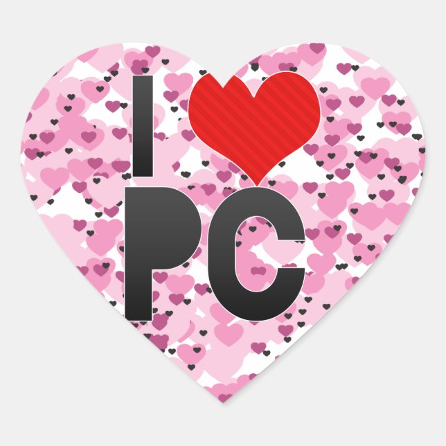 I Love PC Heart Sticker (Front)