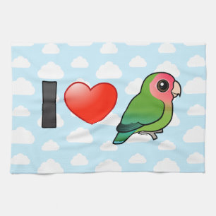 I Love Peach-faced Lovebirds Kitchen Towel
