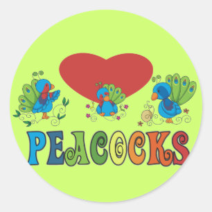 I Love Peacocks Classic Round Sticker
