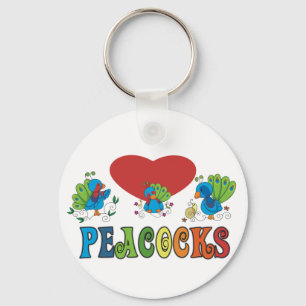 I Love Peacocks Keychain