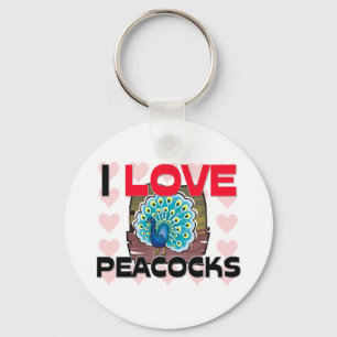 I Love Peacocks Keychain