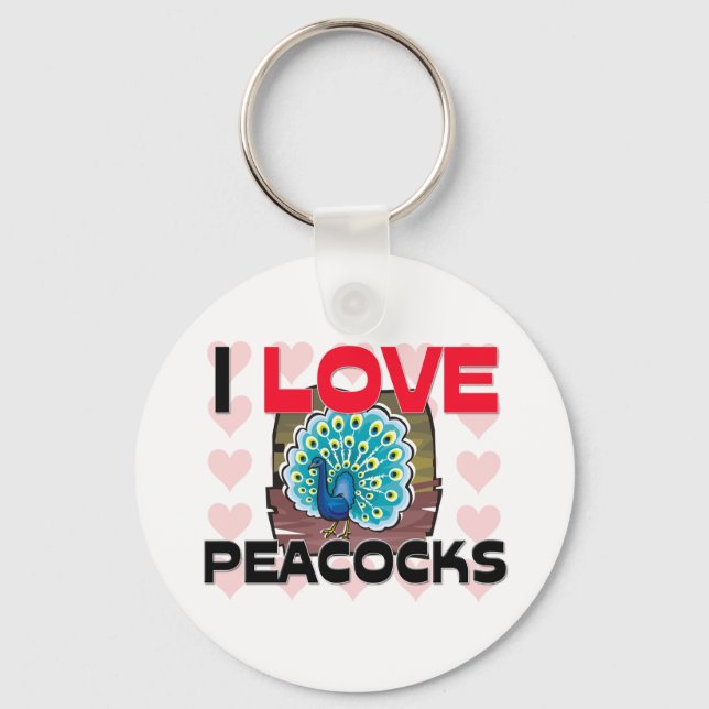 I Love Peacocks Keychain (Front)