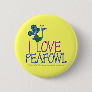 I Love Peafowl 2 Inch Round Button