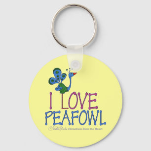 I Love Peafowl Keychain