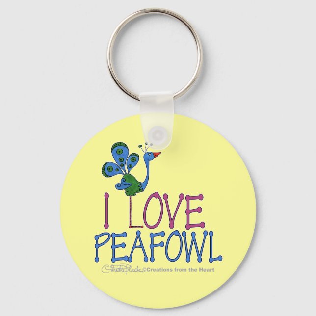 I Love Peafowl Keychain (Front)