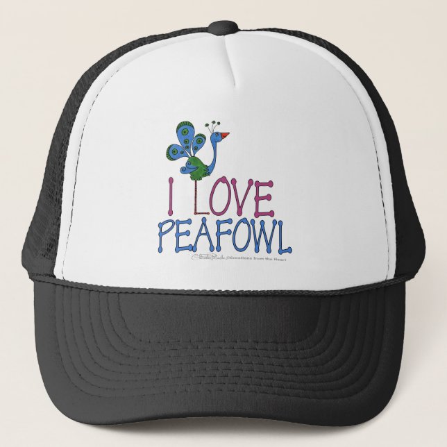 I Love Peafowl Trucker Hat (Front)