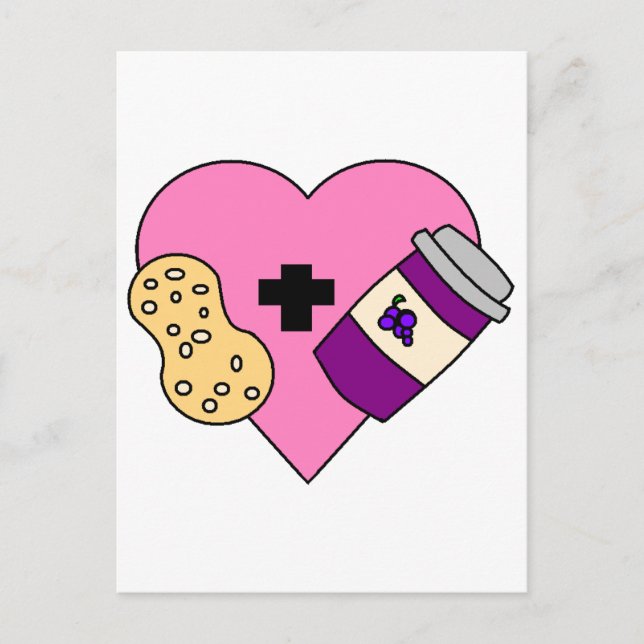 I love Peanut Butter and Jelly Postcard (Front)
