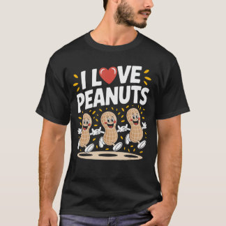 I Love Peanuts Fun Cartoon Design retro T-Shirt