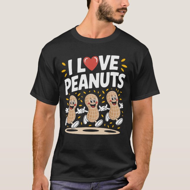 I Love Peanuts Fun Cartoon Design retro T-Shirt