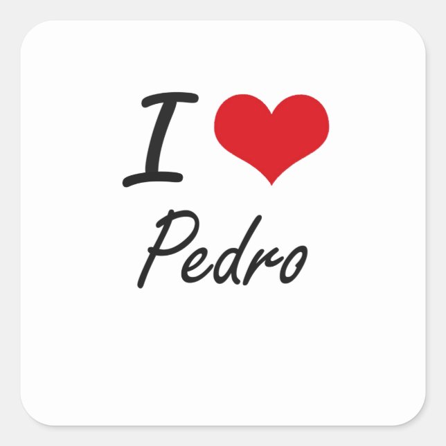 I Love Pedro Square Sticker (Front)