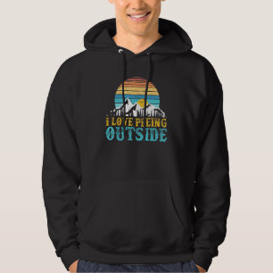 I Love Peeing Outside Camping Hiking Retro Sunset Hoodie