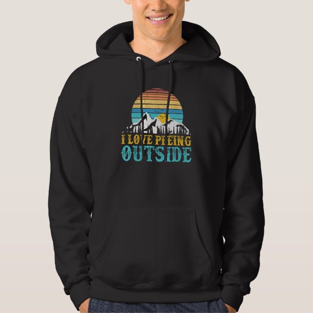 I Love Peeing Outside Camping Hiking  Retro Sunset Hoodie (Front)
