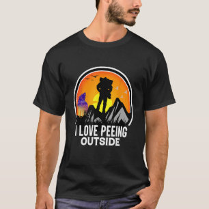 I Love Peeing Outside Hiking Sunset Retro Outdoor T-Shirt