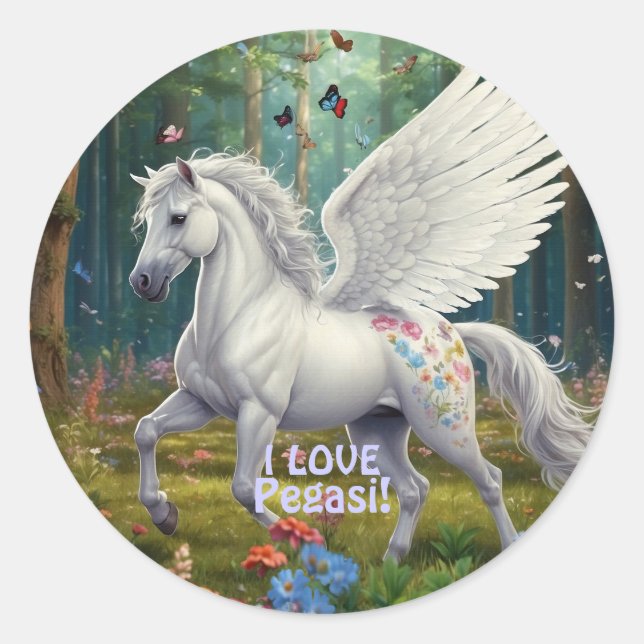 I LOVE PEGASI Beautiful Pegasus Stickers (Front)