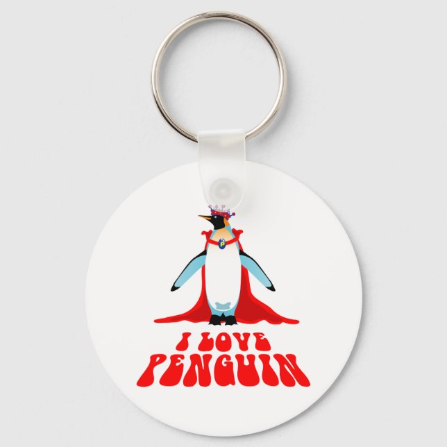 I Love Penguin Keychain (Front)
