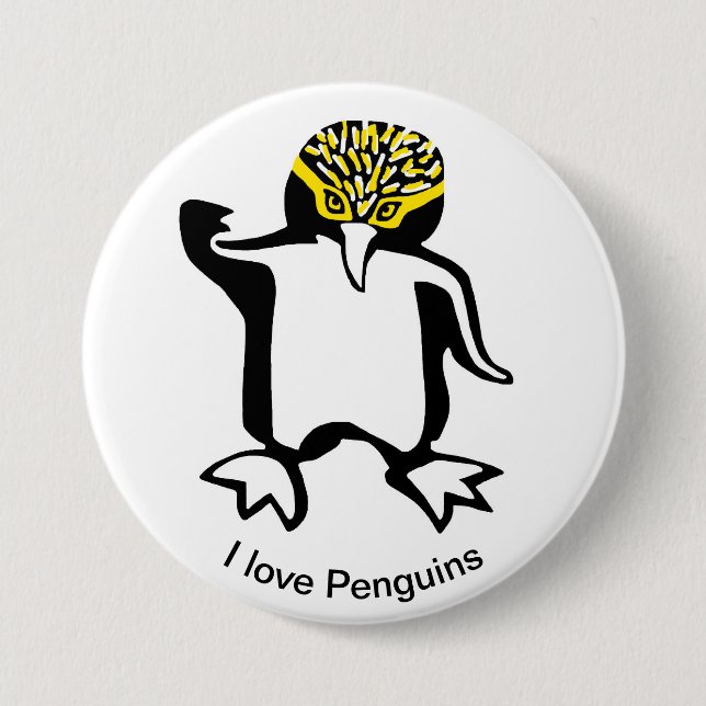  I love PENGUINS - Animal lover -Nature 3 Inch Round Button (Front)