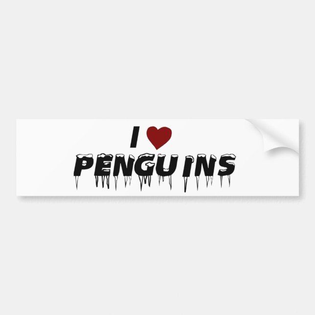 I Love Penguins Bumper Sticker (Front)