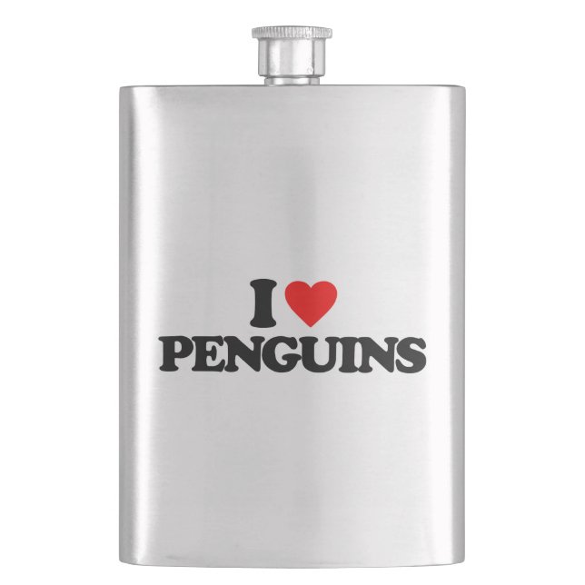 I LOVE PENGUINS HIP FLASK (Front)