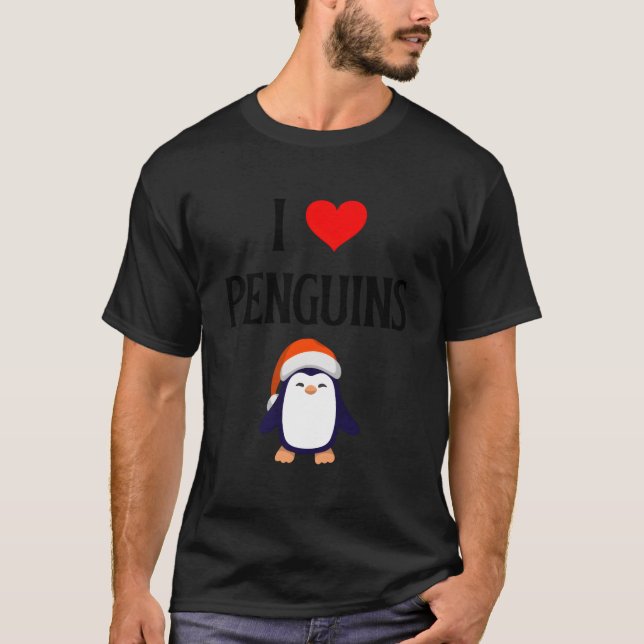 I Love Penguins I He Penguins Penguin Seabirds T-Shirt (Front)