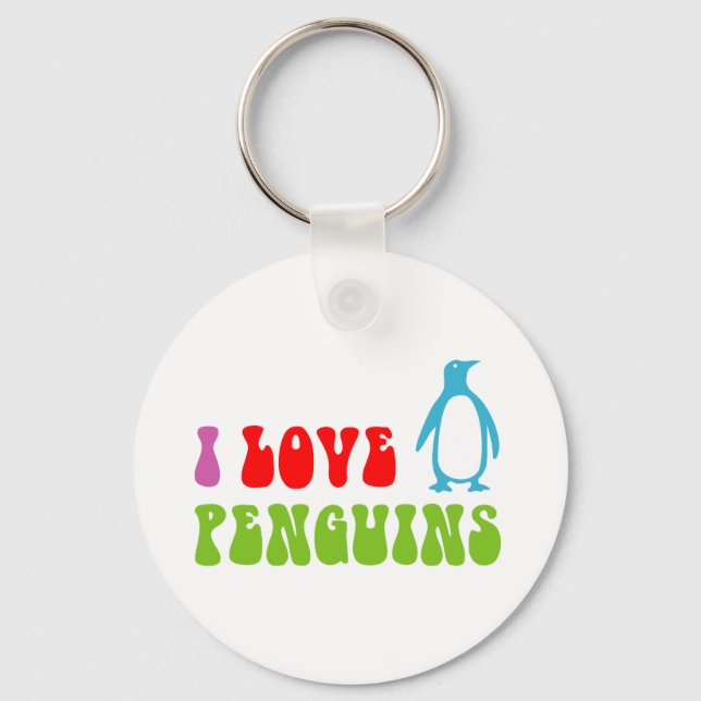 I Love Penguins Keychain (Front)