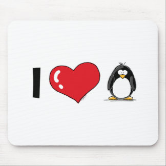 I Love Penguins Mouse Pad
