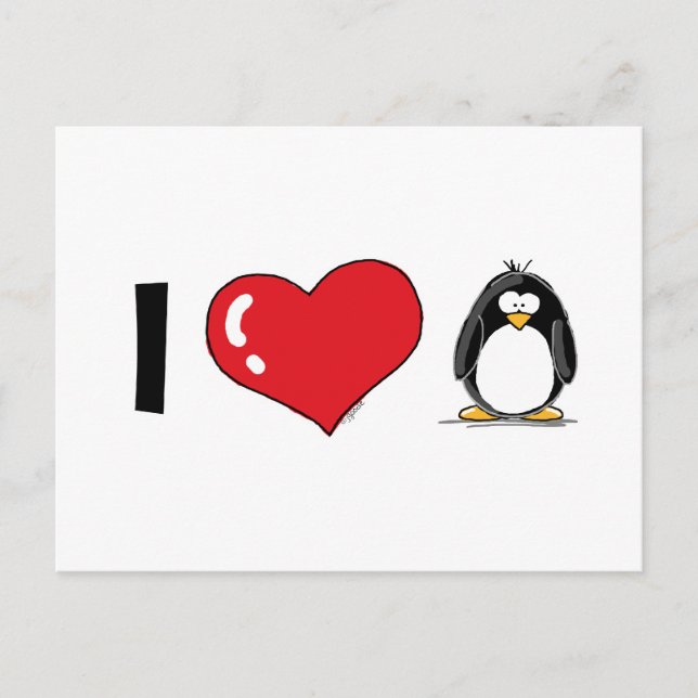 I Love Penguins Postcard (Front)