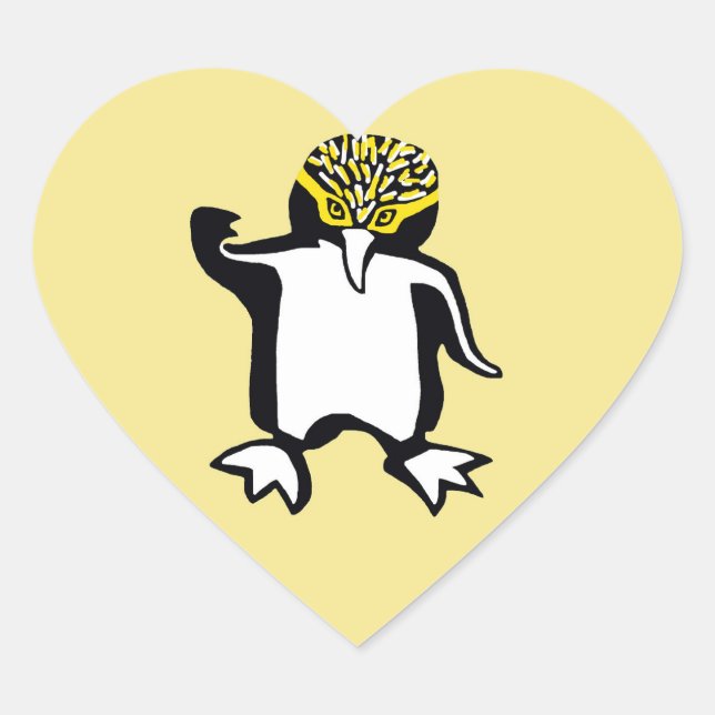 I love PENGUINS - Wildlife - Nature - Yellow Heart Sticker (Front)