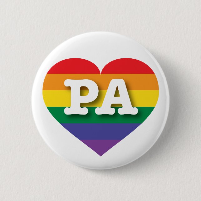 I love Pennsylvania Gay Pride Rainbow Heart 2 Inch Round Button (Front)