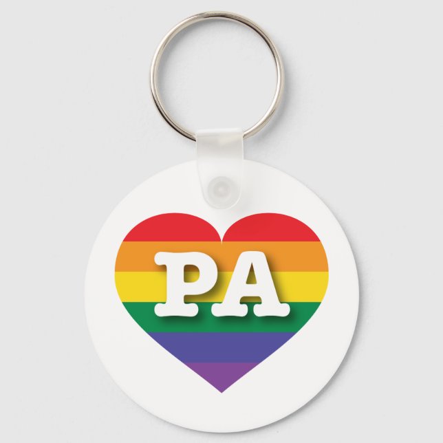 I Love Pennsylvania Rainbow Heart Keychain (Front)