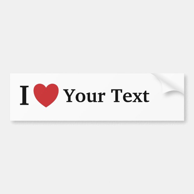 I Love Personalisable Bumper / Car Sticker (Front)