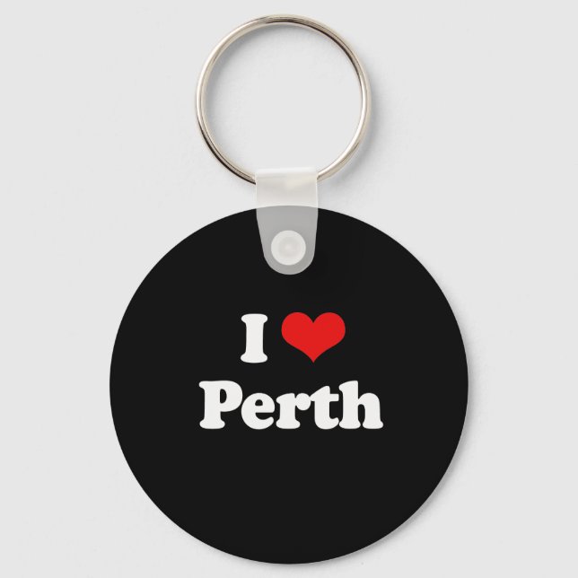 I Love Perth Tshirt White Tshirt Keychain (Front)