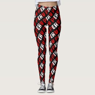 I Love Peru Flag Colours Typography Pattern Cute Leggings