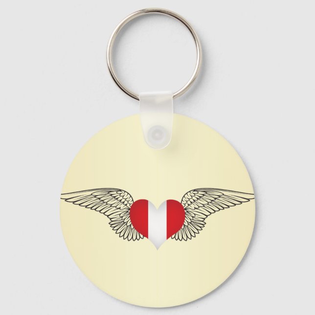 I Love Peru -wings Keychain (Front)