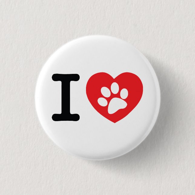 I Love Pets 1 Inch Round Button (Front)