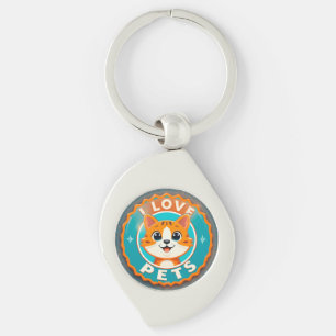 I love pets cute cat keychain