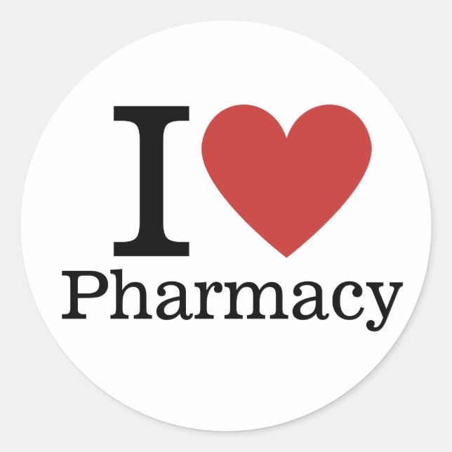 I ❤️ Love Pharmacy for Students/Faculty CUSTOM Classic Round Sticker (Front)
