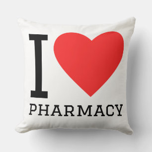 I love pharmacy throw pillow