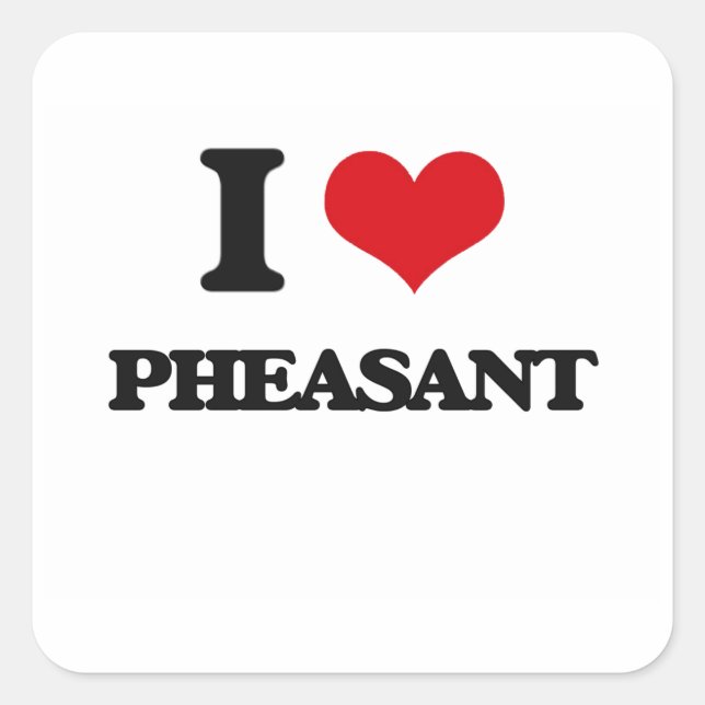 I Love Pheasant Square Sticker (Front)