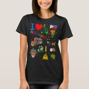 I love Philippines  Hand drawn Landmarks  flag and T-Shirt