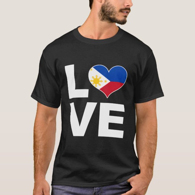 I Love Philippines - Heart Flag Philippines T-Shirt (Front)