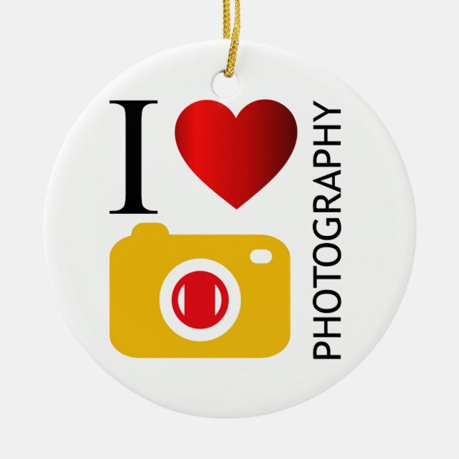 I love photography ceramic ornament (Front)