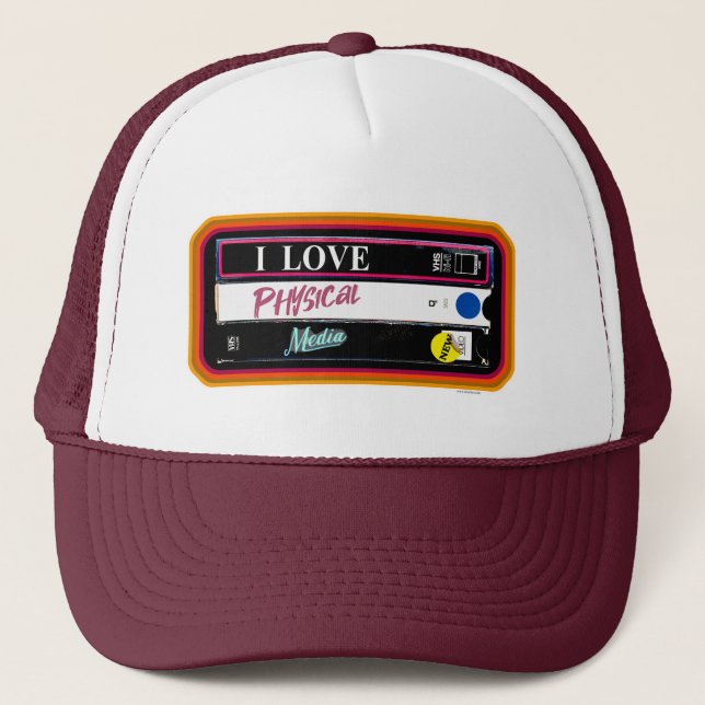 I Love Physical Media Cool Collecting Hobby Time Trucker Hat (Front)