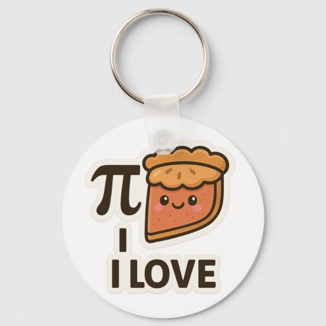 I Love Pi Sticker – Cute Math & Pie Pun Design Keychain (Front)