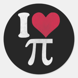 I Love Pi Vintage Retro Infinity Math Pi Day Heart Classic Round Sticker