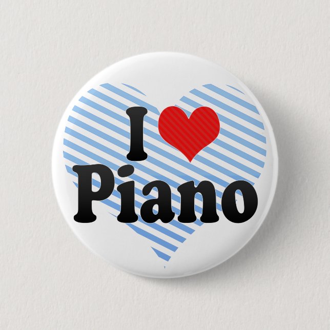 I Love Piano 2 Inch Round Button (Front)