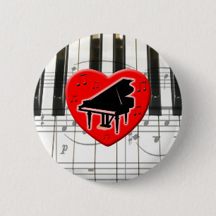I Love Piano 2 Inch Round Button