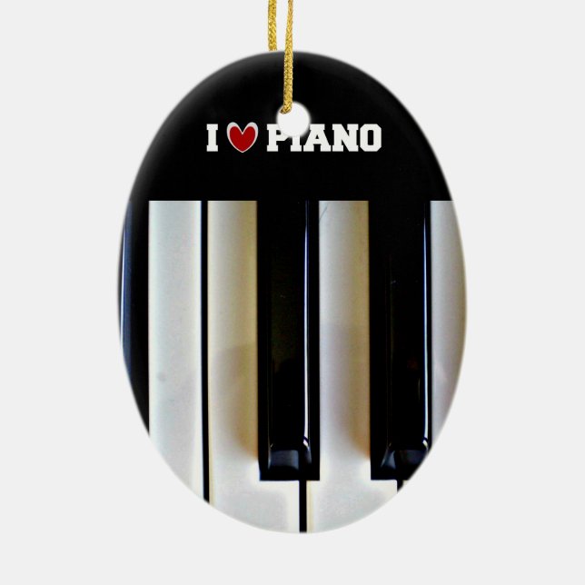 I Love Piano Ceramic Ornament (Back)