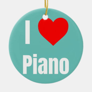 I Love Piano Heart Gifts For Men Women Kids Ceramic Ornament