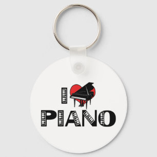 I Love Piano Keychain