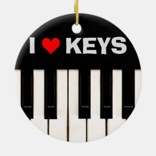 I love Piano Keys Ceramic Ornament